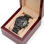 Father's Day Engraved Black Chronograph Watch