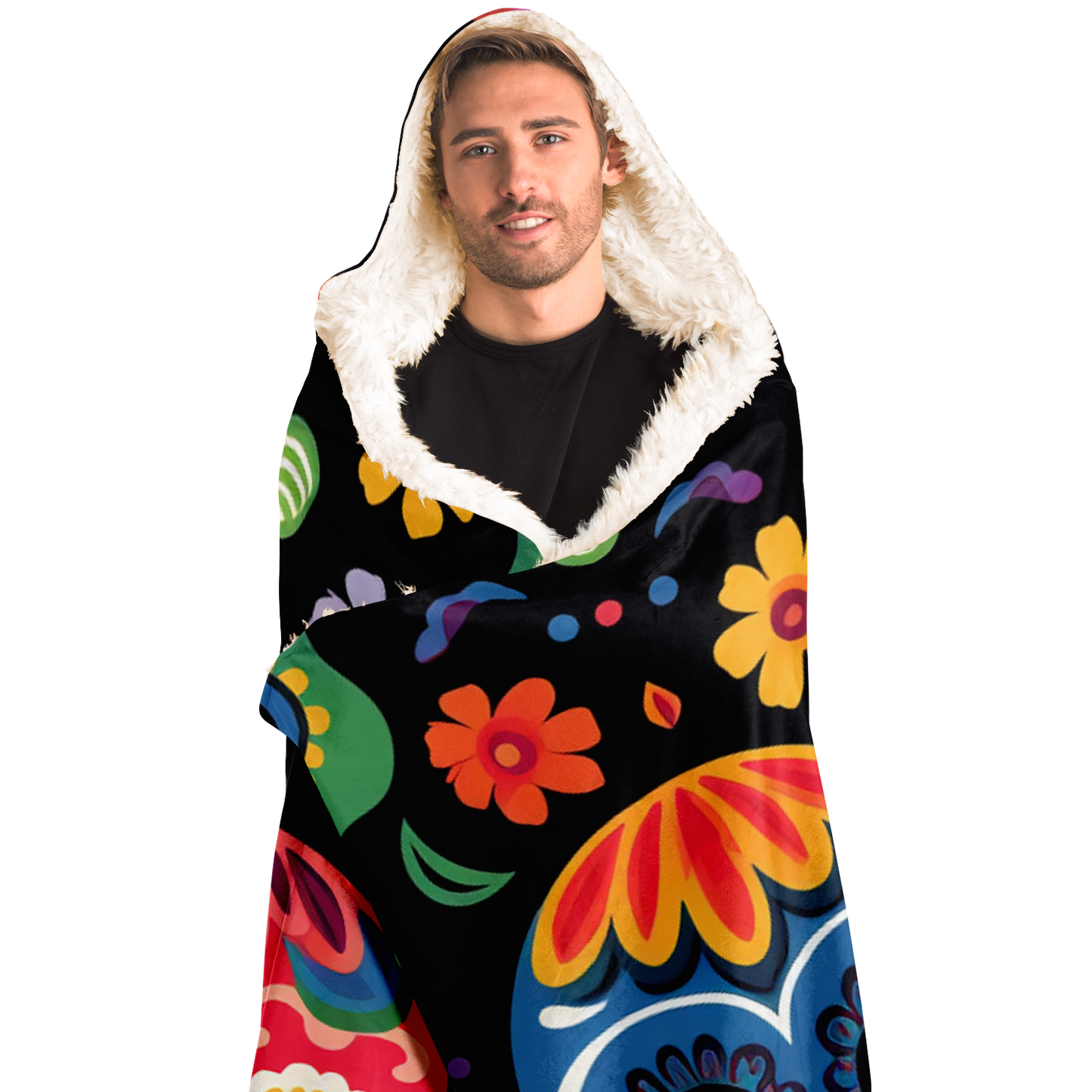 Hooded Blanket - sugar skulls