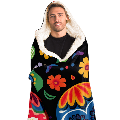 Hooded Blanket - sugar skulls