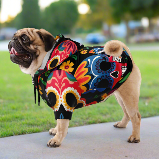 Custom Dog Zip-Up Hoodie - Sugar Skulls