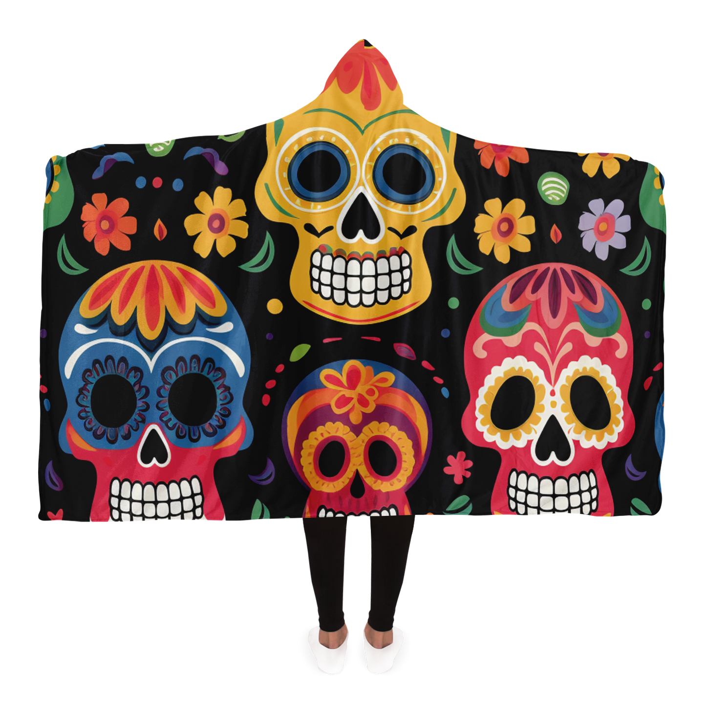 Hooded Blanket - sugar skulls