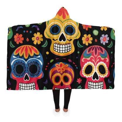 Hooded Blanket - sugar skulls