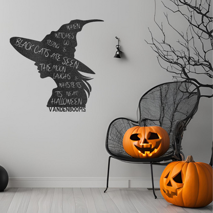 Halloween poem witch metal wall art with personalized family name