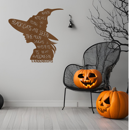 Halloween poem witch metal wall art with personalized family name