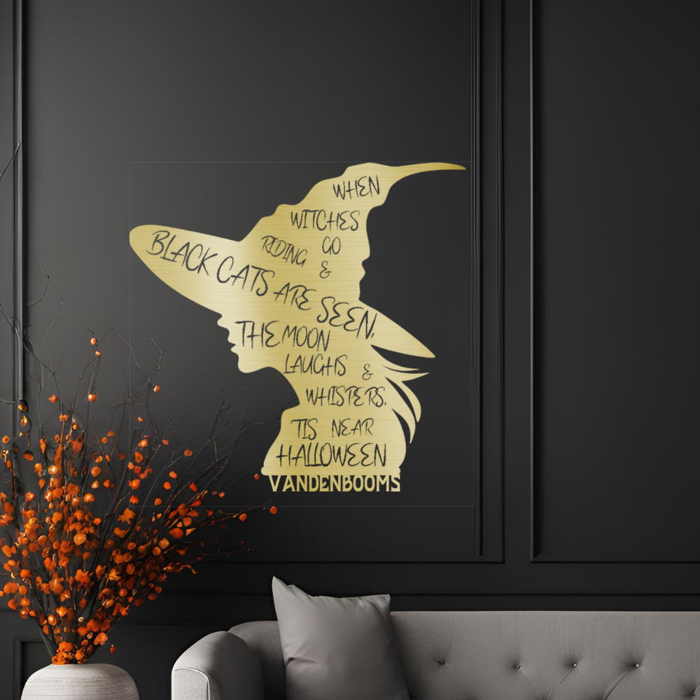 Halloween poem witch metal wall art with personalized family name