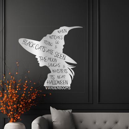 Halloween poem witch metal wall art with personalized family name