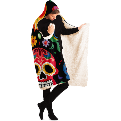 Hooded Blanket - sugar skulls